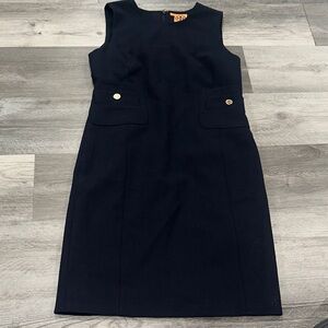 Tory Burch Navy Dress with Gold Accents, excellent pre-owned condition
